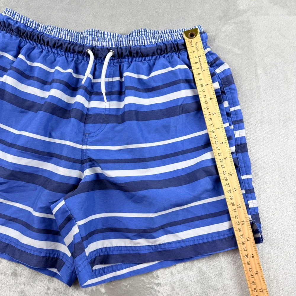 Livergy Men's Blue White Striped Swim Trunks Size Medium Board Shorts Beachwear